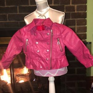 Faux Leather Childs Pink Jacket 2T